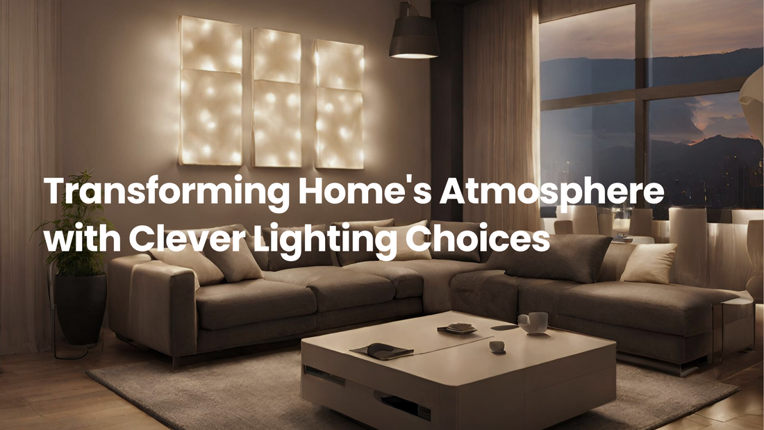 Cozy modern living room with soft ambient wall lights, sectional sofa, coffee table, and warm evening lighting, showing how smart lighting choices transform a home’s atmosphere.
