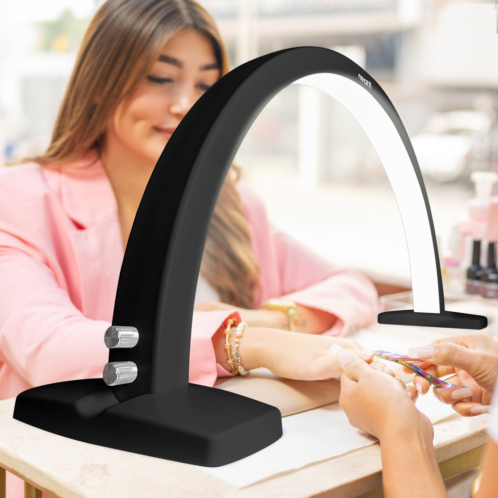 LED Half Moon Light – 1600 Lumens, 3 Color Modes, Dimmable Task Light for Nail Techs & Estheticians