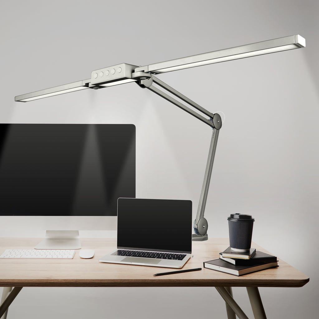 41" Pro LED Task Lamp with Clamp – 3000 Lumens, CRI 95, Dimmable, 3 Color Modes, Silver