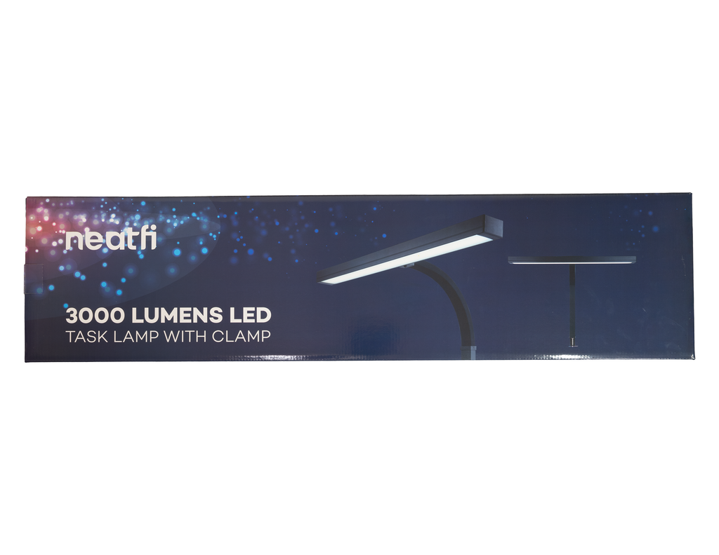 3000 Lumens Desk Lamp with Clamp – 31.5” Wide Shade, 5 Light Modes, Dimmable Monitor Light, White