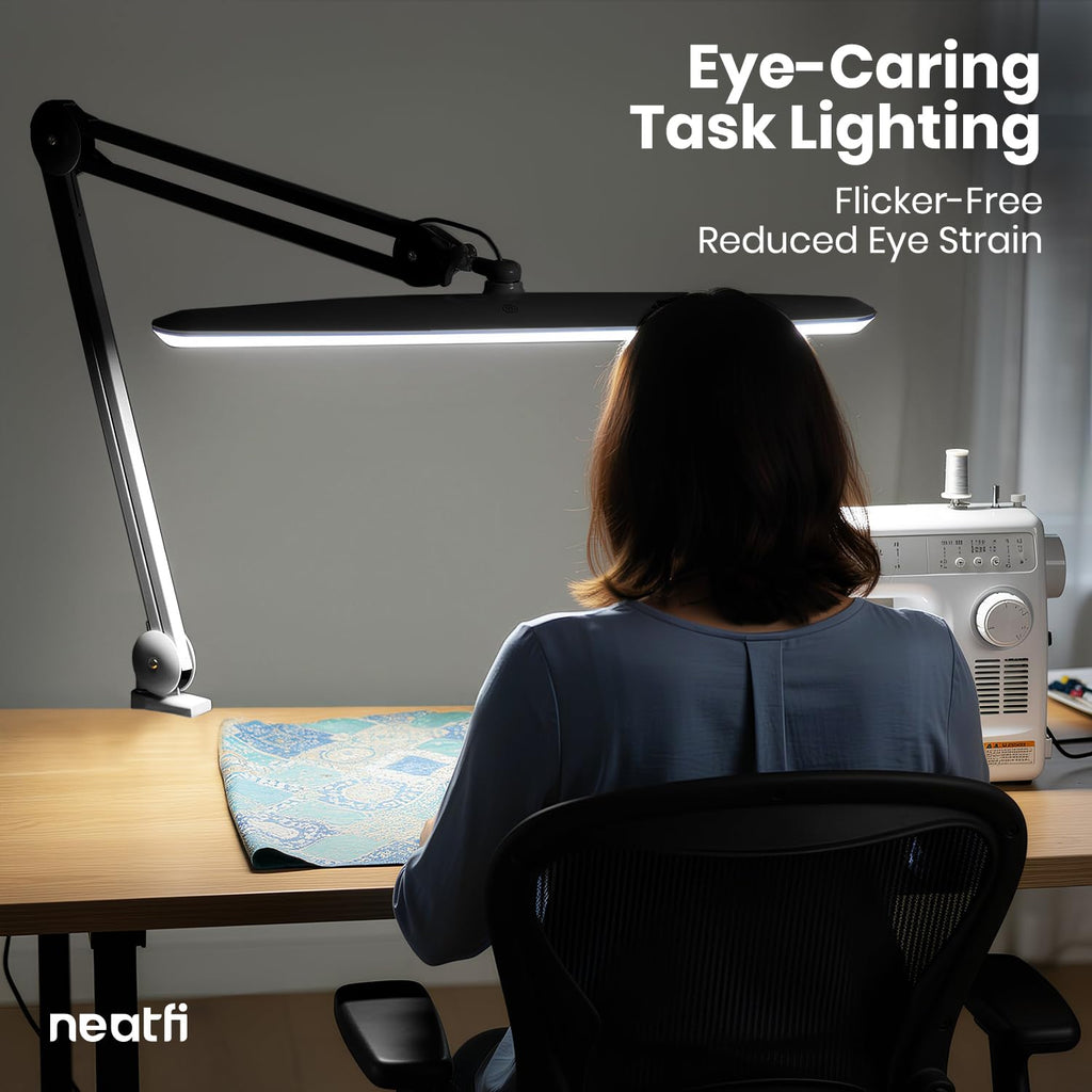 Pro 2200 Lumens LED Desk Lamp – True Color Accuracy CRI 95, 23-Inches Wide, Dimmable, Black