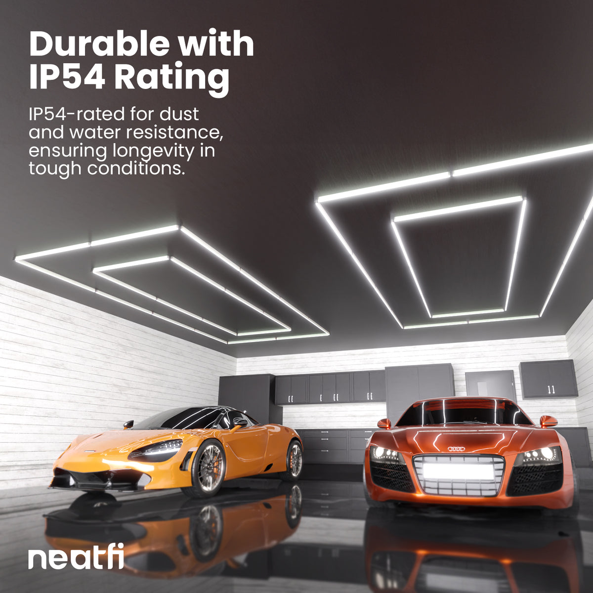 2 Rectangles LED Car Garage Light – 35,200 Lumens, Easy Installation for Shops & Gyms, Cool White