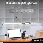 41" Pro LED Task Lamp with Clamp – 3000 Lumens, CRI 95, Dimmable, 3 Color Modes, Silver