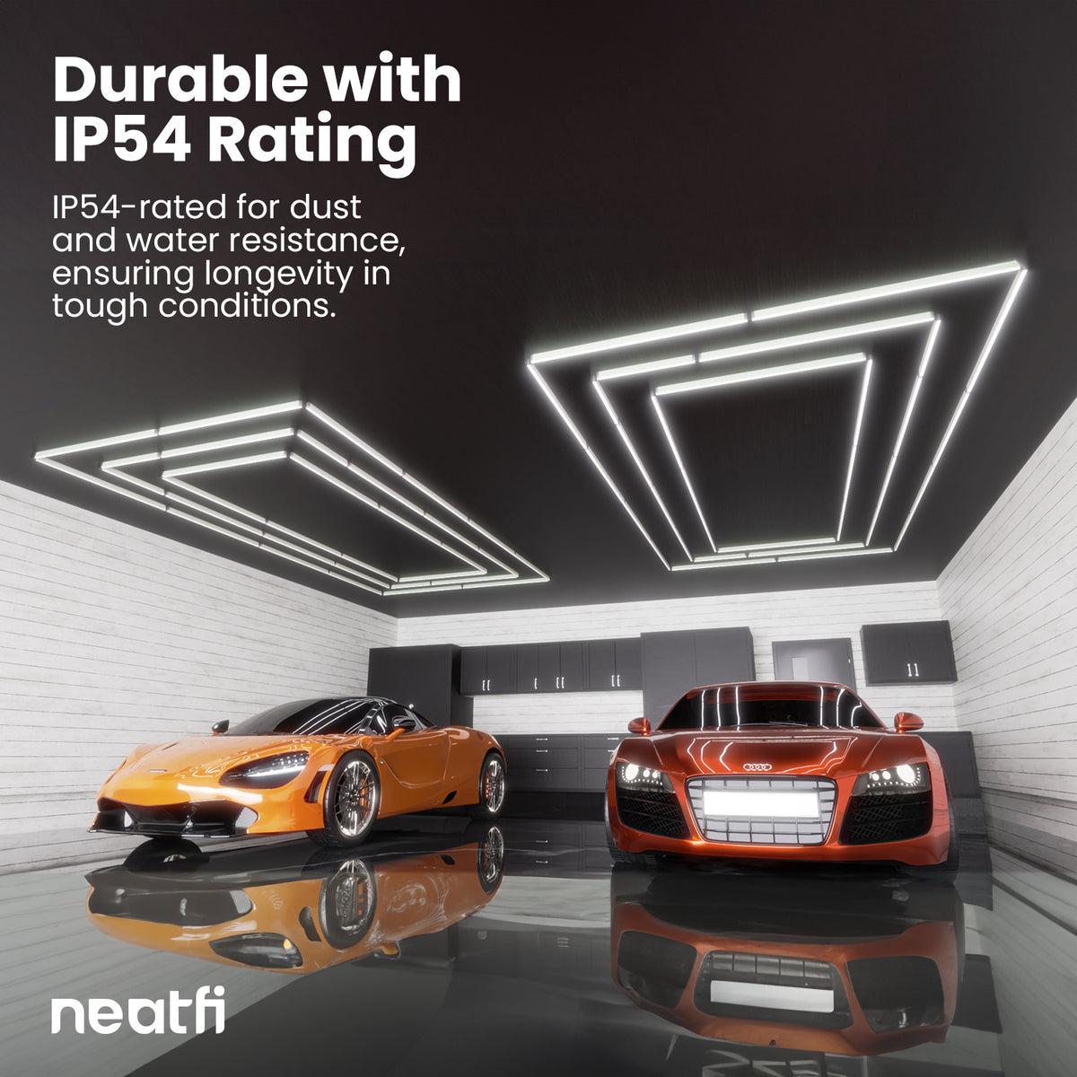 3 Rectangles LED Ceiling Light – 52,800 Lumens, Easy Installation for Shops & Salons, Cool White