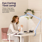 17” Wide Shade Elite LED Desk Lamp with Clamp – 3 Light Modes, Non-Polar Dimming, Green Ring