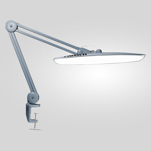 20” Wide Head LED Desk Lamp with Clamp – 2200 Lumens Task Light for Home Office & Crafts, Gray