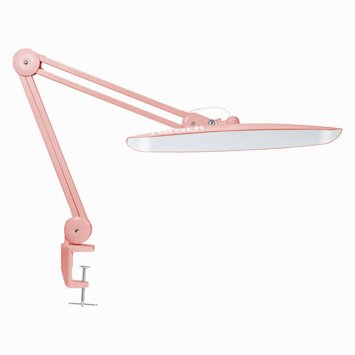 Lámpara LED de escritorio con pinza, cabezal ancho de 20” – Luz de trabajo de 2200 lúmenes para oficina en casa y manualidades, oro rosado