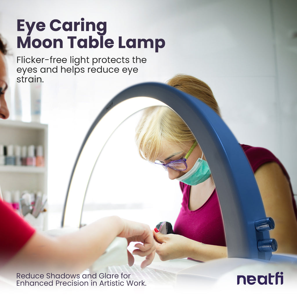 LED Half Moon Light – 1600 Lumens, 3 Color Modes, Dimmable Task Light for Nail Techs & Estheticians