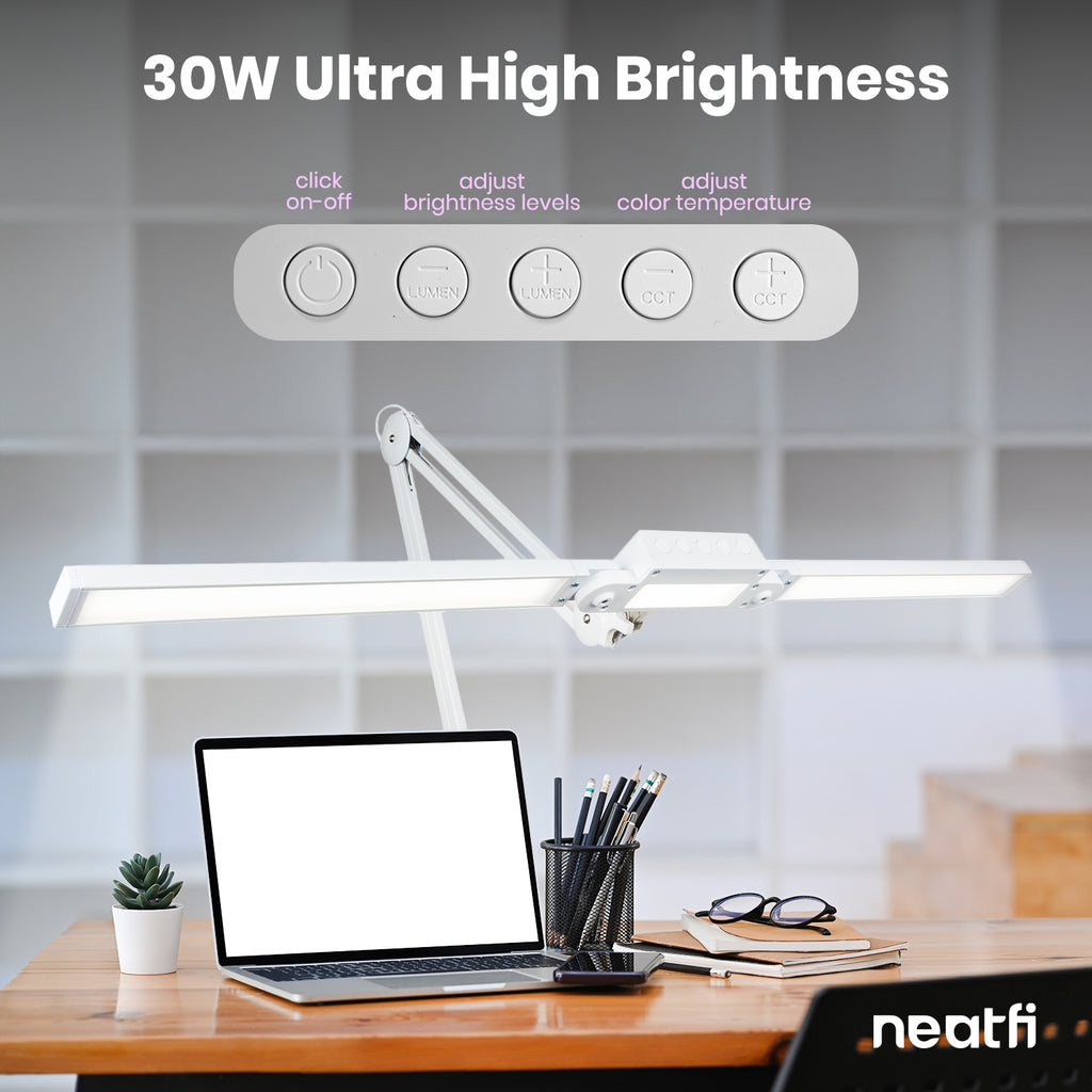 41" Pro LED Task Lamp with Clamp – 3000 Lumens, CRI 95, Dimmable, 3 Color Modes, White