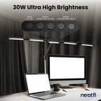 44" Pro LED Desk Lamp with Clamp – 3000 Lumens, CRI 95, Dimmable, 3 Color Modes, Black