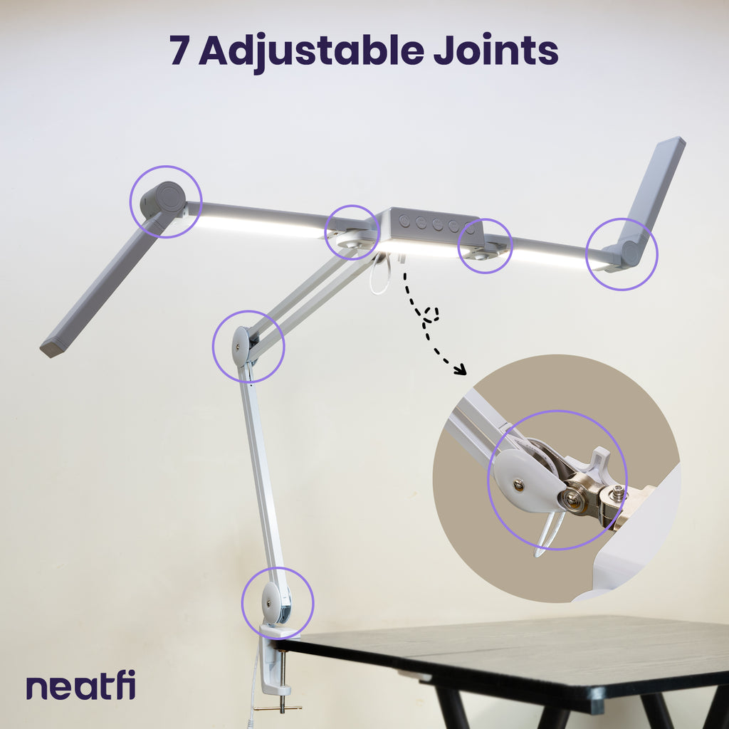 44" Pro LED Desk Lamp with Clamp – 3000 Lumens, CRI 95, Dimmable, 3 Color Modes, White