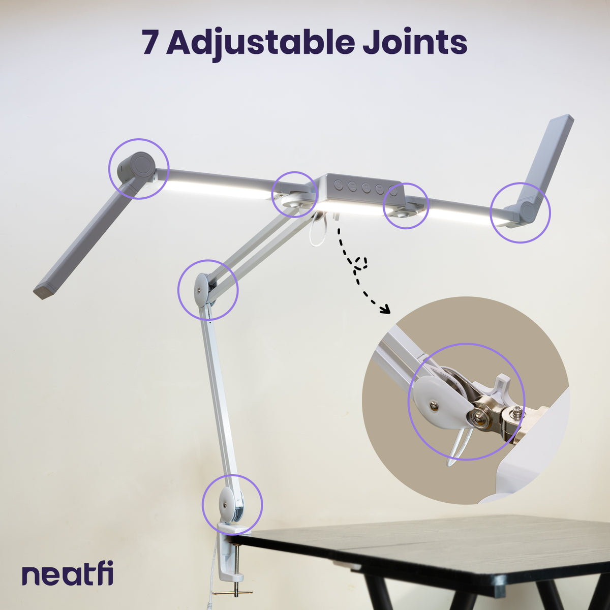 44" Pro LED Desk Lamp with Clamp – 3000 Lumens, CRI 95, Dimmable, 3 Color Modes, White