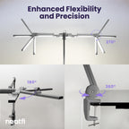 44" Pro LED Desk Lamp with Clamp – 3000 Lumens, CRI 95, Dimmable, 3 Color Modes, Silver
