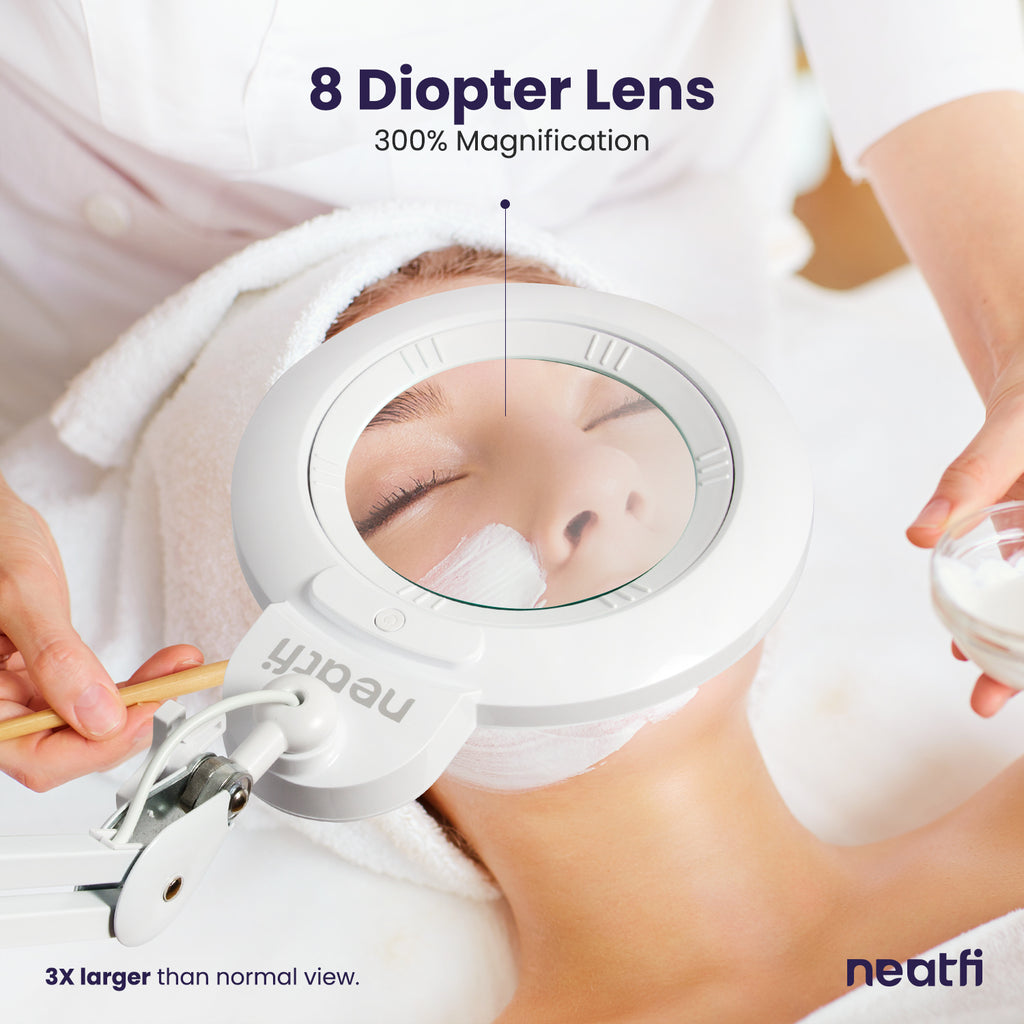5” Wide Lens 1,200 Lumens LED Magnifying Lamp with Adjustable Light Modes for Detail Works, White