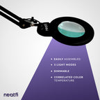 6" Lens Bifocal LED Magnifying Lamp with Clamp – 1200 Lumens, 3 Light Modes for Close Works, Black