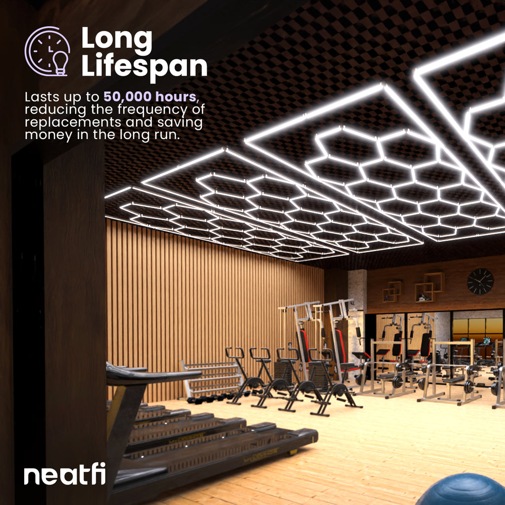 60,720 Lumens Ultra-Bright 15 Hex Grids LED Ceiling Light for Auto Shops, Salons & Gyms, Cool White
