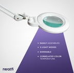 6" Lens Bifocal LED Magnifying Lamp with Clamp – 1200 Lumens, 3 Light Modes for Close Works, White