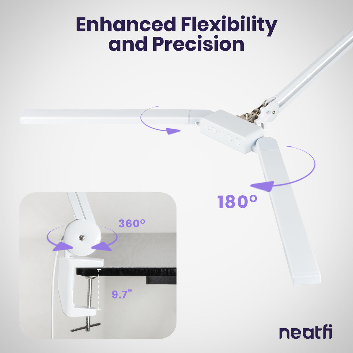 41" Pro LED Task Lamp with Clamp – 3000 Lumens, CRI 95, Dimmable, 3 Color Modes, White
