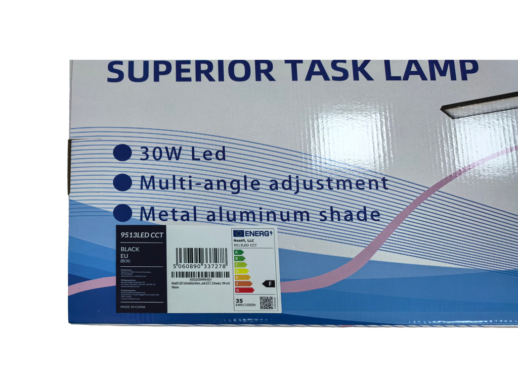44" Pro LED Desk Lamp with Clamp – 3000 Lumens, CRI 95, Dimmable, 3 Color Modes, Black