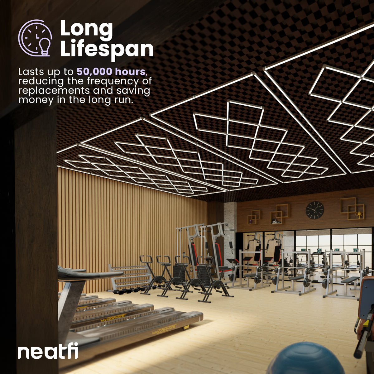 56,320 Lumens Ultra-Bright Diamond Grid LED Ceiling Light for Basements, Shops & Gyms, Cool White