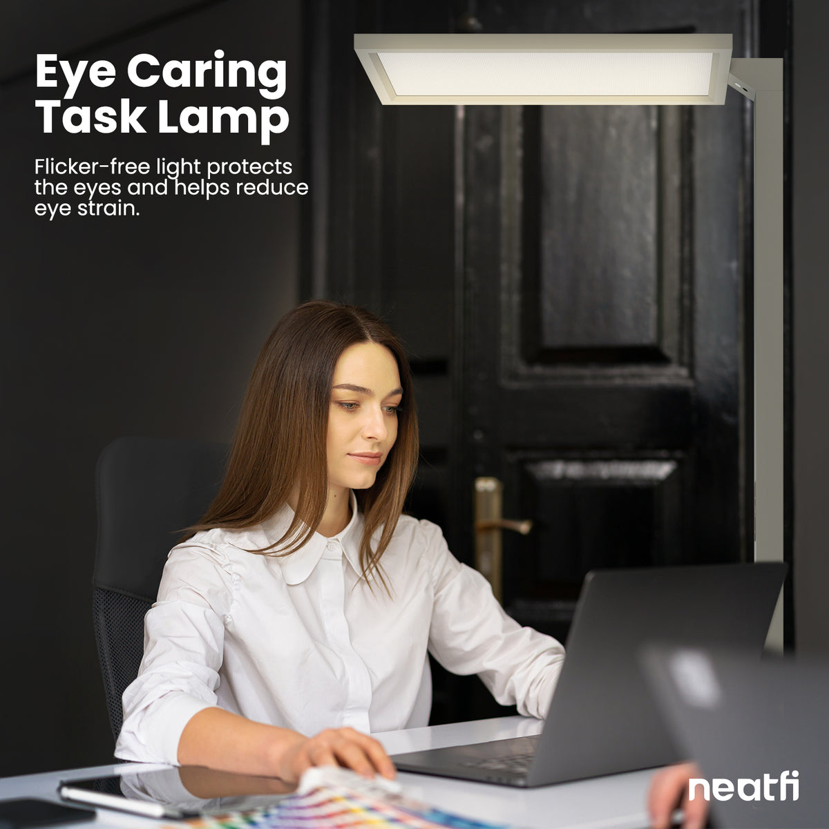 Premium LED Desk Lamp with Clamp - Touch Control Desk Lamps for Office, Clamp-on Nail Desk Lamp, 70W Ultra Bright Architect Desk Light - Gray