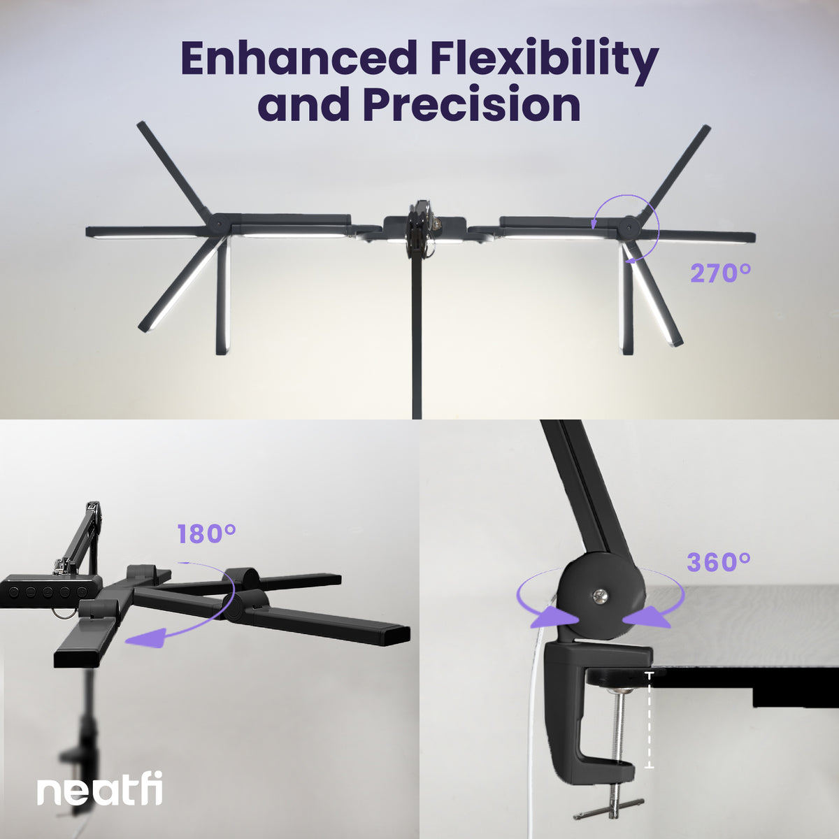 44" Pro LED Desk Lamp with Clamp – 3000 Lumens, CRI 95, Dimmable, 3 Color Modes, Black