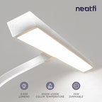 3000 Lumens Desk Lamp with Clamp – 28” Wide Shade, 5 Light Modes, Dimmable Monitor Light, White