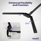 41" Pro LED Task Lamp with Clamp – 3000 Lumens, CRI 95, Dimmable, 3 Color Modes, Black