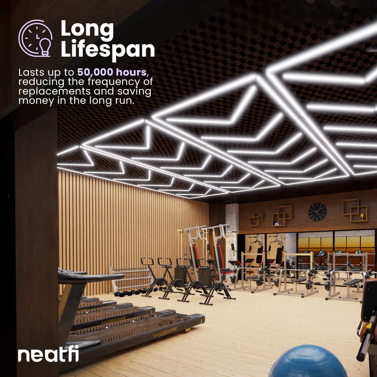 Lámpara de techo LED ultrabrillante con forma de 6 flechas – 42 2400 lúmenes para almacenes y gimnasios, blanco frío