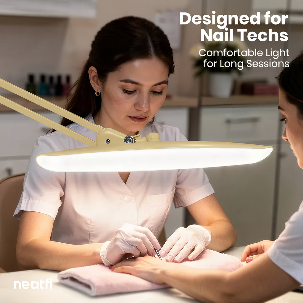 20” Wide Head LED Desk Lamp with Clamp – 2200 Lumens Task Light for Home Office & Crafts, Gold