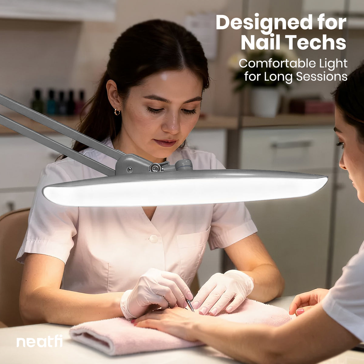 20” Wide Head LED Desk Lamp with Clamp – 2200 Lumens Task Light for Home Office & Crafts, Silver