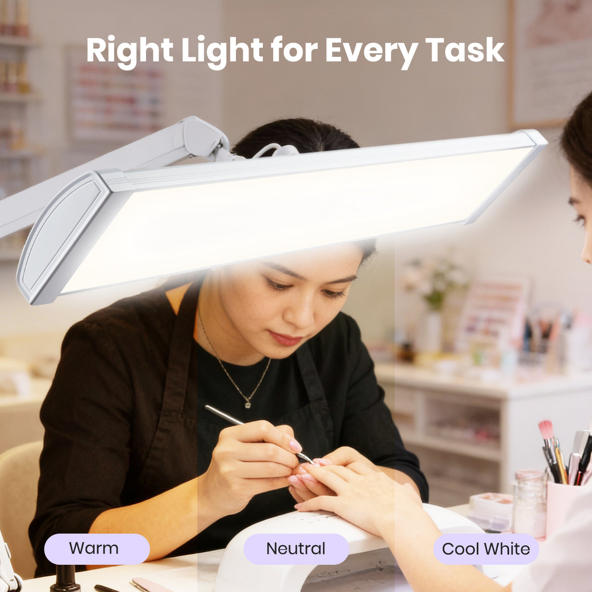 3500 Lumens LED Desk Lamp with Clamp – 26" Ultra-Wide, 3 Light Modes, Touch Control Light, White