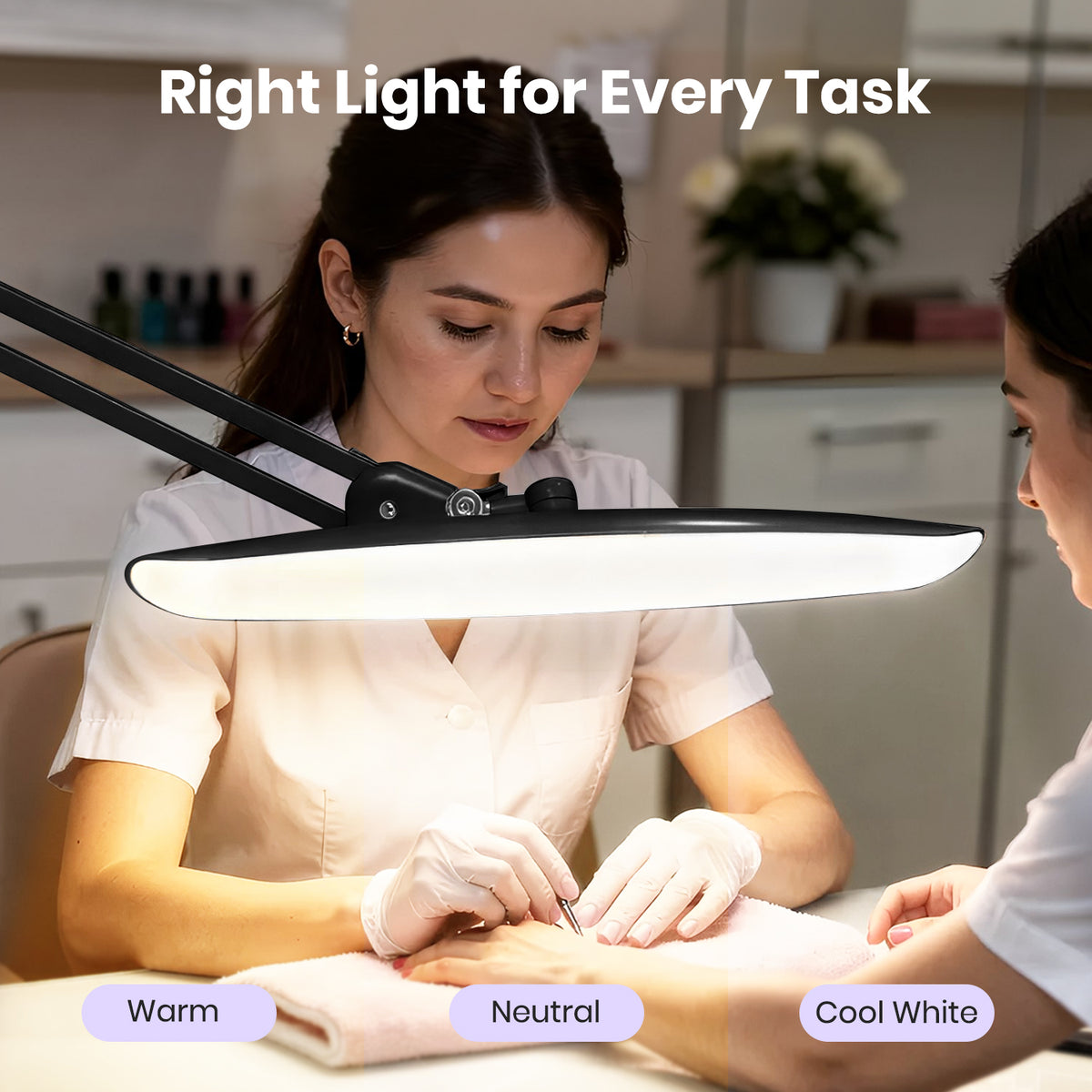 2200 Lumens LED Desk Lamp with Base – 20” Wide Shade, 3 Light Modes, Dimmable Task Light, Black