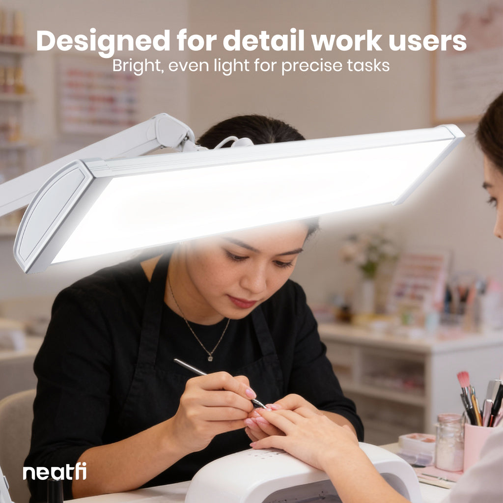 3500 Lumens LED Desk Lamp – 26” Ultra-Wide Shade, Non-Flickering Task Light with Clamp, White