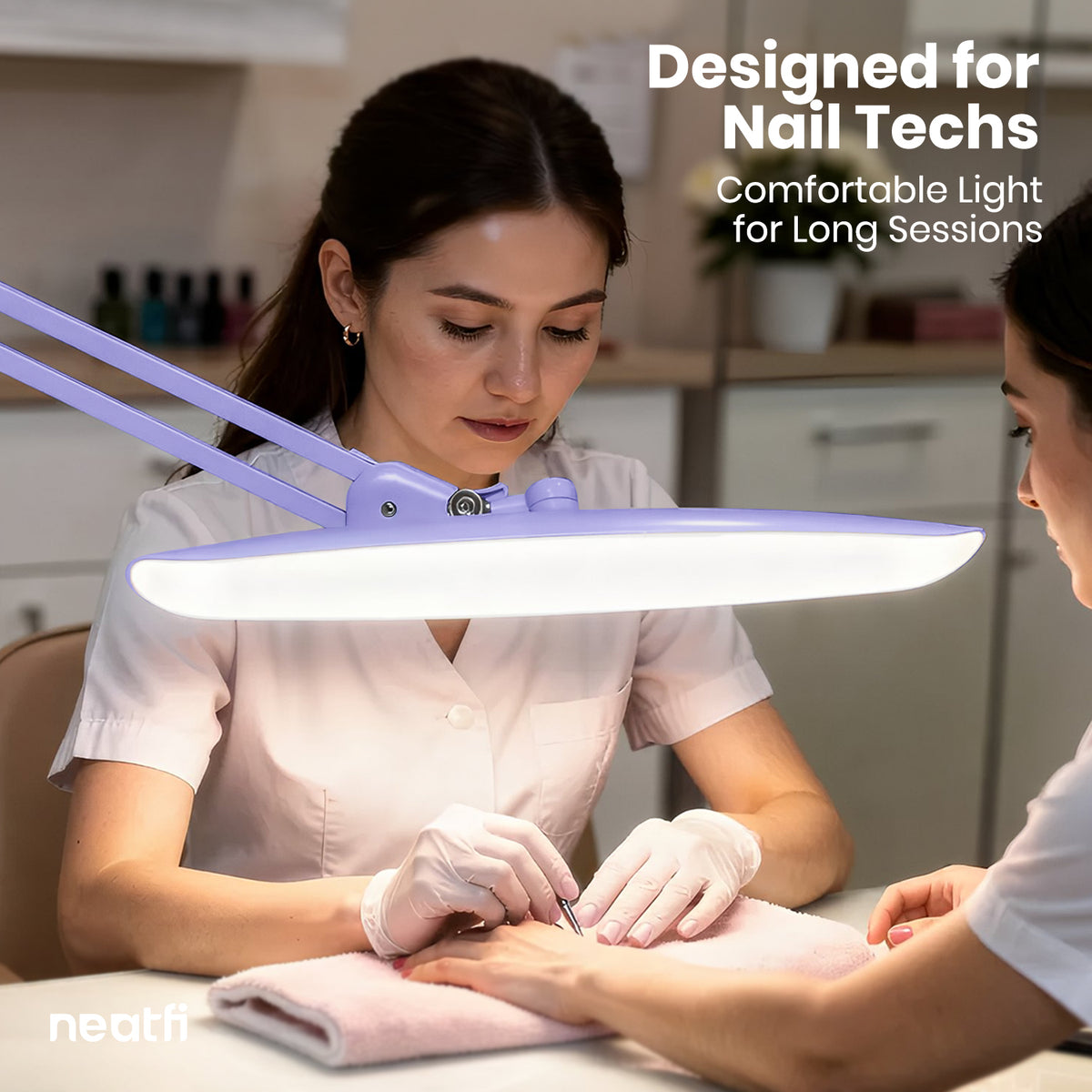 20” Wide Head LED Desk Lamp with Clamp – 2200 Lumens Task Light for Home Office & Crafts, Lavender