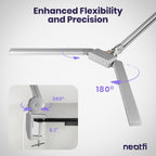 41" Pro LED Task Lamp with Clamp – 3000 Lumens, CRI 95, Dimmable, 3 Color Modes, Silver