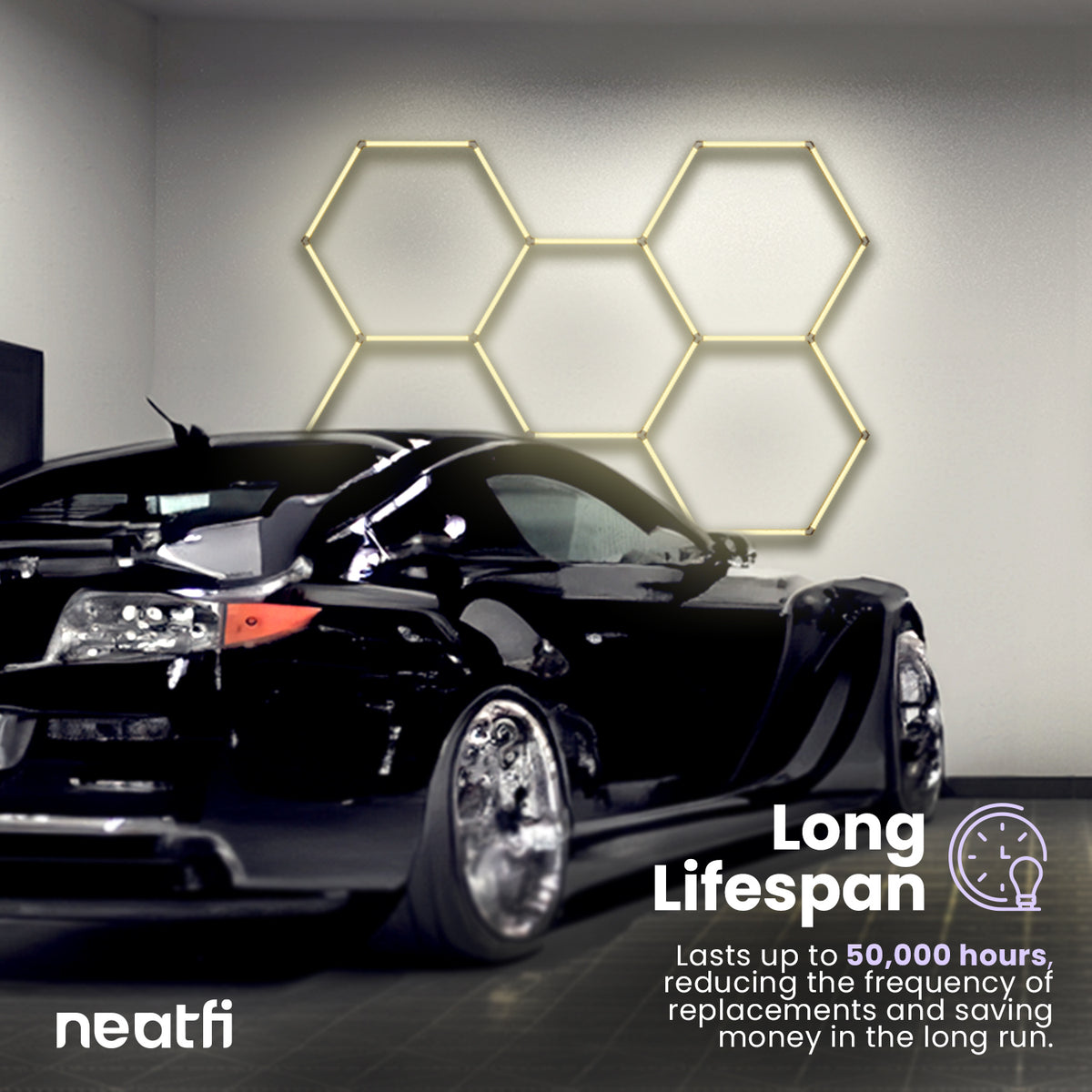 5 Hexagon Grids LED Lighting with 3 Light Modes