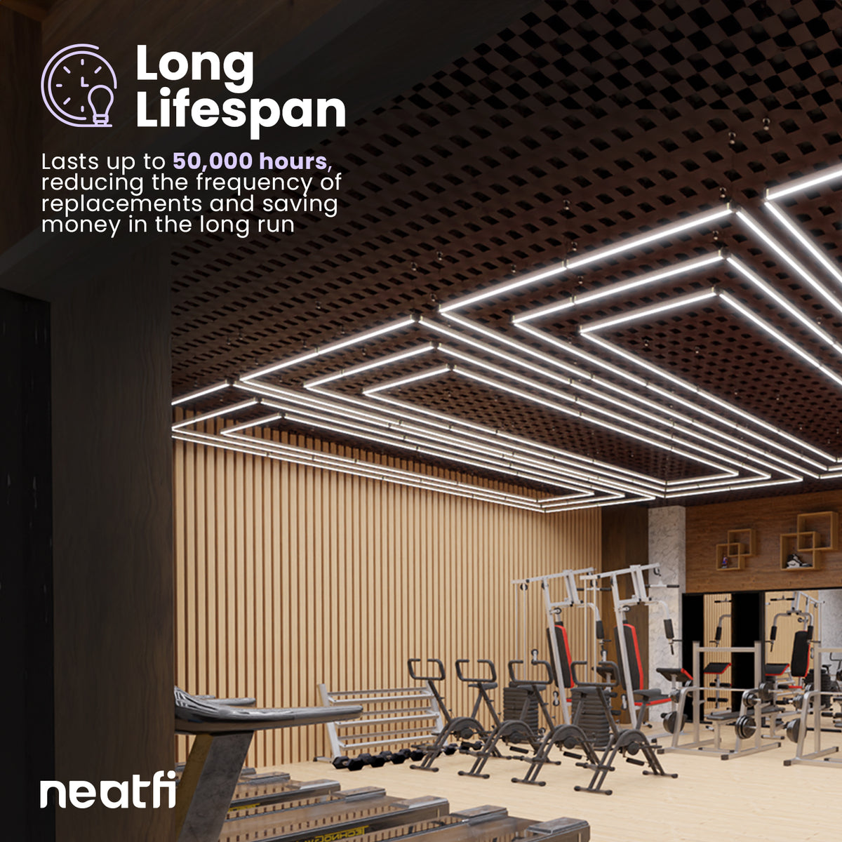 3 Rectangles 52,800 Lumens LED Ceiling Light with Hanging Kit for Shops & Gyms, Cool White (Good-as-New)
