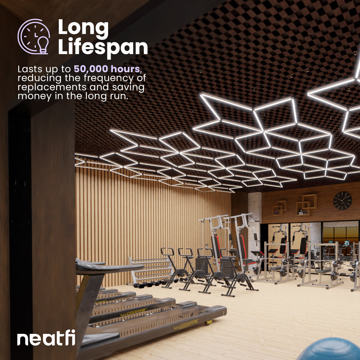 Snowflake Pattern LED Ceiling Light with Hanging Kit for Auto Shops, Salons & Gyms, Cool White