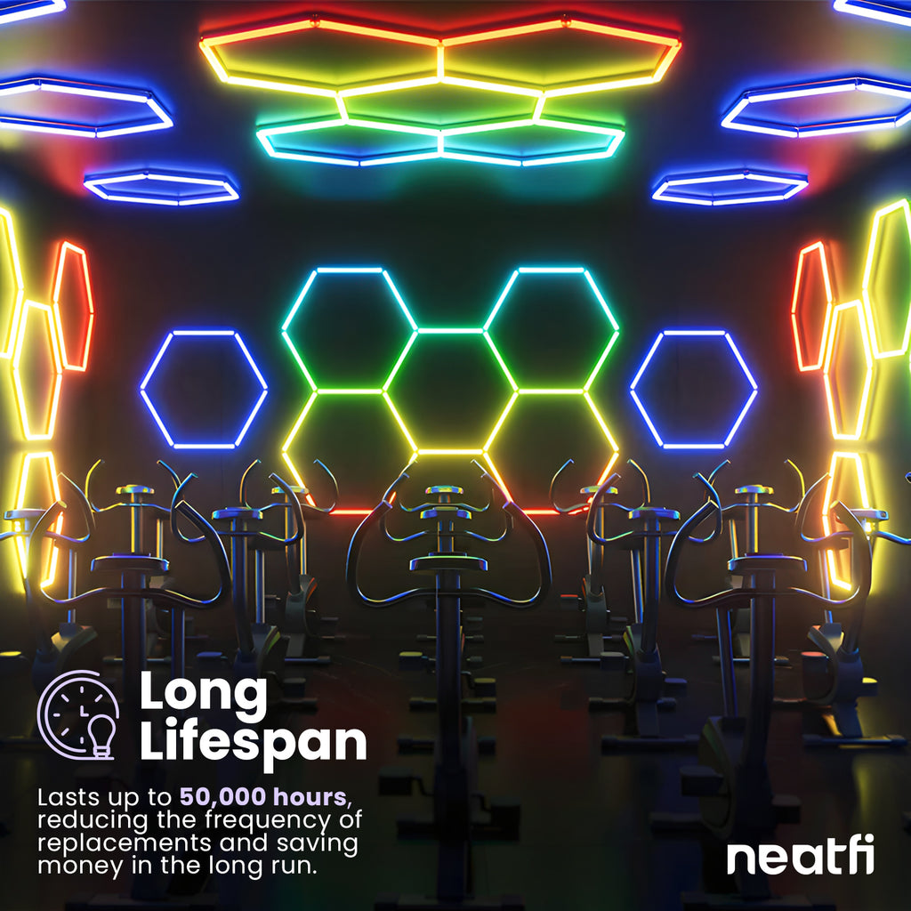 Lámpara de Techo LED RGB de 5 Rejillas Hexagonales – Iluminación Comercial con Clasificación P54 para Salas de Juegos y Cines en Casa