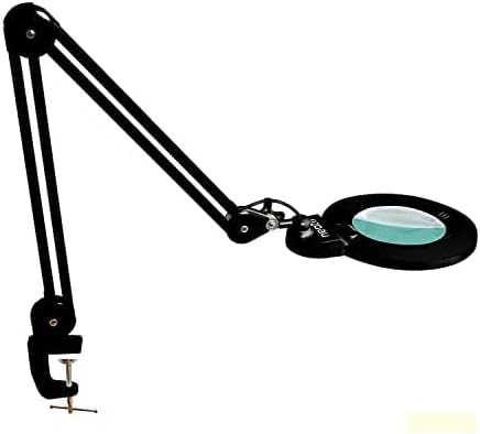 5” Wide Lens, 8-Diopter,  1,200 Lumens LED Magnifying Lamp – Adjustable Light Modes, Black