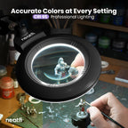 7" Acrylic Lens Pro LED Magnifying Lamp – CRI 95, CCT, 5D/20D Magnification, Black