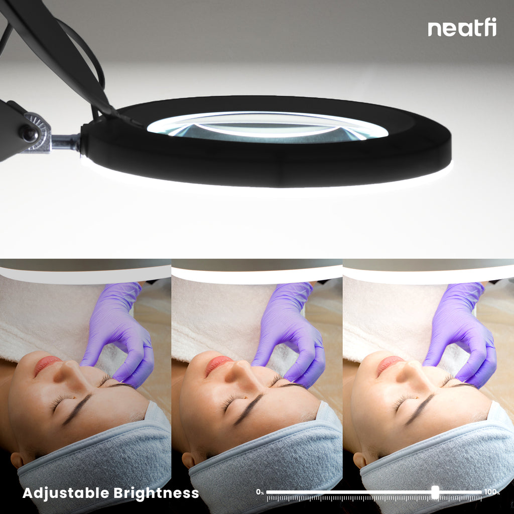 5" Lens Magnifying Lamp with Clamp – 5 Diopter, Adjustable Light Modes for Detail Works, Black