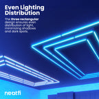 3 Rectangles LED Ceiling Light – 52,800 Lumens, Easy Installation for Shops & Salons, Blue