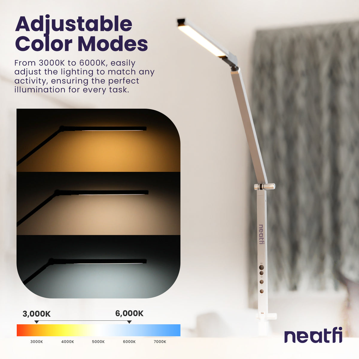 Modern LED Desk Lamp with Clamp, Touch & Remote Controlled