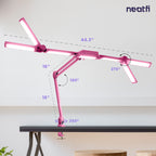 44" Pro LED Desk Lamp with Clamp – 3000 Lumens, CRI 95, Dimmable, 3 Color Modes, Pink (Good-as-New)