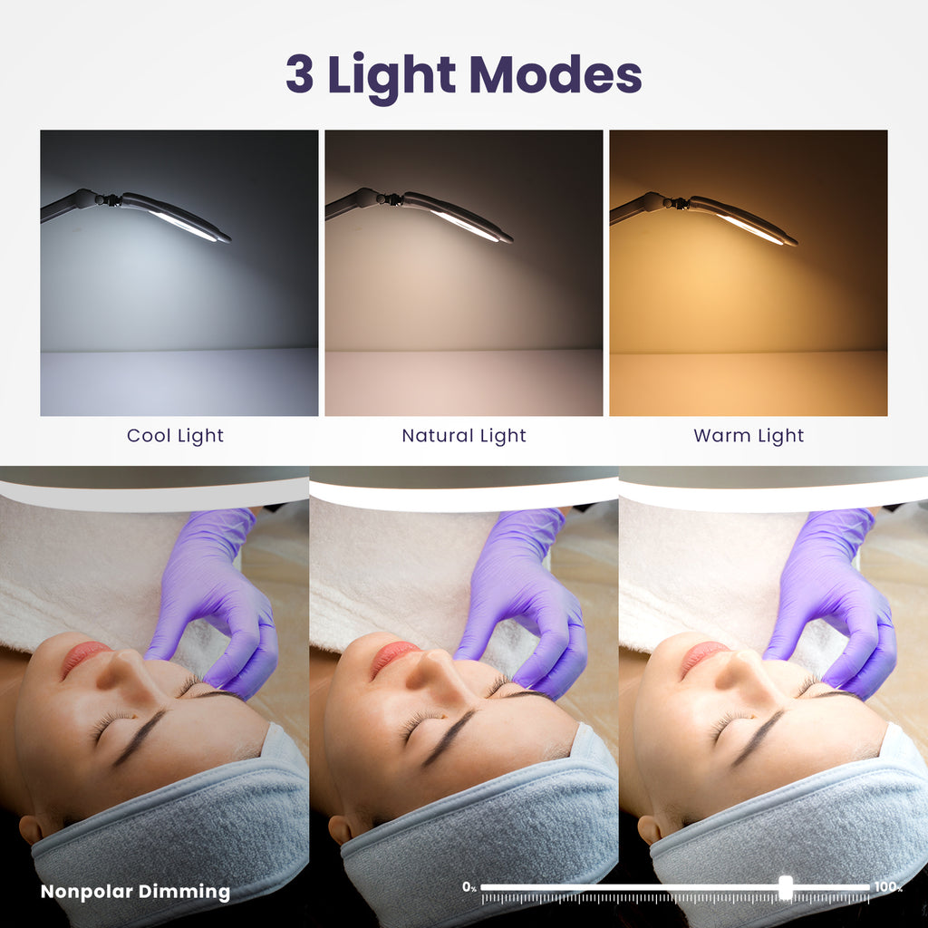 5" Lens Magnifying Lamp with Clamp – 8 Diopter, 3 Light Modes, Dimmable for Detail Works, White