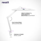 2260 Lumens Elite Task Lamp with Clamp – 22" Wide, 3 Color Modes for Nails & Crafts, White