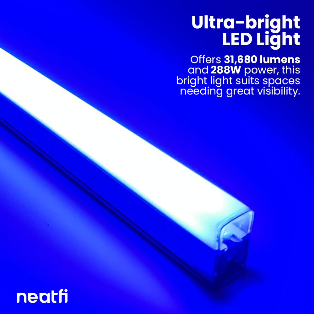 4 Panels LED Ceiling Light – 31,680 Lumens Ultra-Bright for Auto Shops, Warehouse & Gyms, Blue