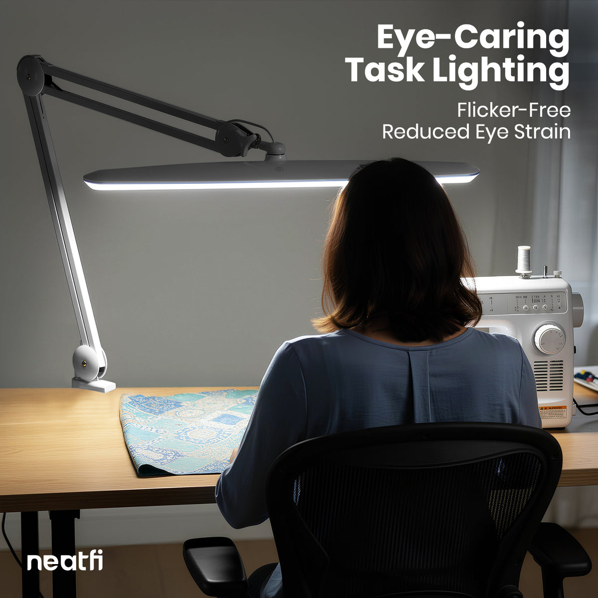 2200 Lumens LED Desk Lamp with Clamp – 23" Wide, 3 Light Modes for Workbench & Home Office, Silver